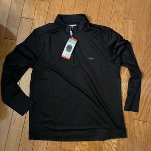 NWT Greg Norman 1/4 Zip Pullover Golf Micro Fleece Performance Jacket Black Sz M